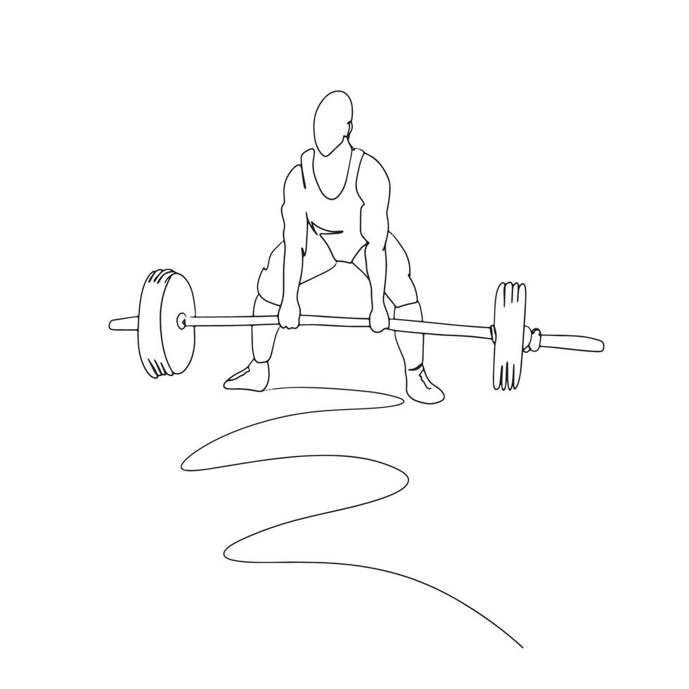 Weightlifting  Line Art,  weightlifter Palyer Outline Drawing, Simple Athlete  Sketch, Outdoor Activities, Vector Illustration, Minimal, Hobby Sport Lines, Graphic Design, eps