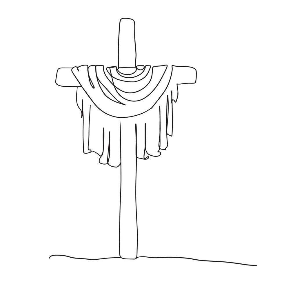 Cross Line Art, Religiuous  Outline Drawing, Simple Chrisitan Sketch,  Lutheran, Vector Illustration, Minimal Lines, Graphic Design, eps