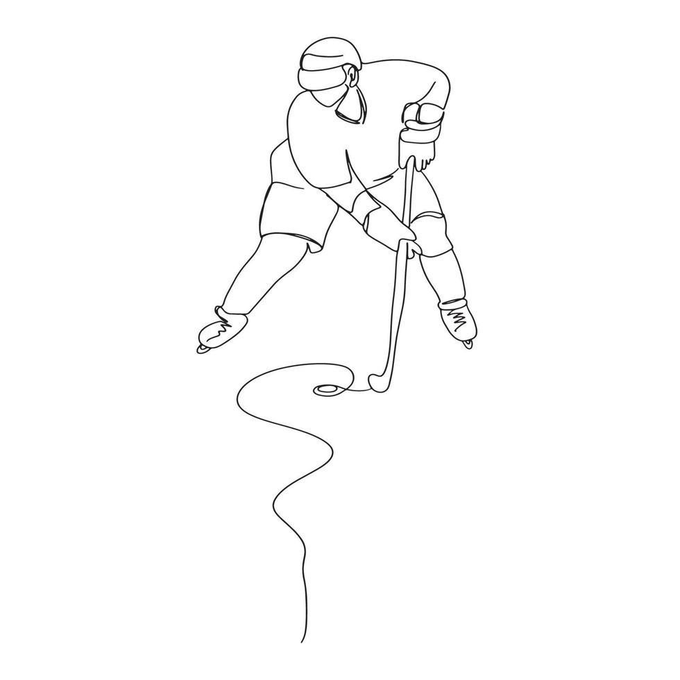 Hockey Line Art, Ice Skating Outline Drawing, Simple Sketch, Outdoor Activities, Vector Illustration, Minimal, Hobby Sport Lines, Graphic Design, eps