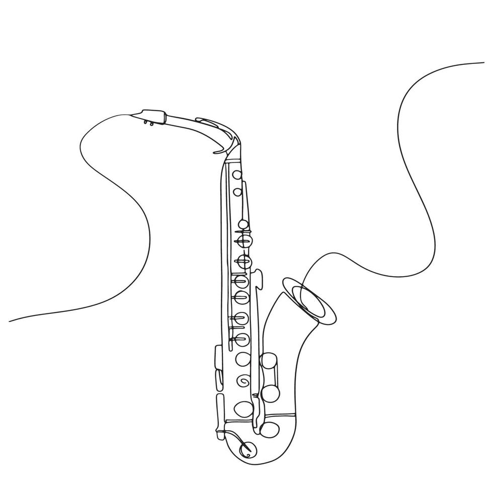 Saxophone Line Art, Music Outline Drawing, Instrument Illustration, Vector File, Musical Design, Minimal Sketch, Musical Lines, Musician Activities