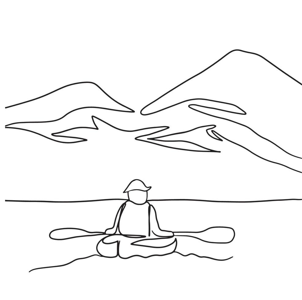 Canoe Line Art, Kayak Outline Drawing, Rafting Simple Sketch, Outdoor Activities, Vector Illustration, Minimal, Hobby Sport Lines, Graphic Design, eps