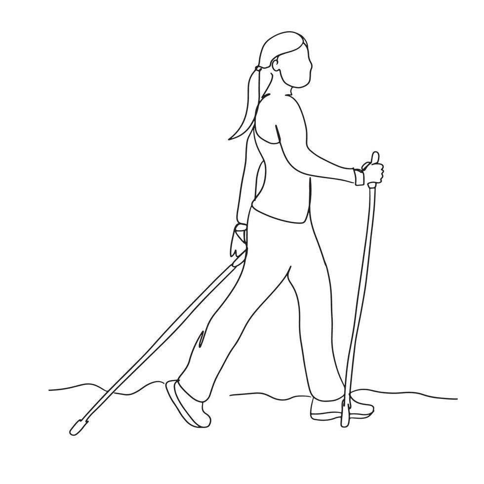 Hike Line Art, Hiking Outline Drawing, Hiker Simple Sketch, Outdoor Activities, Vector Illustration, Minimal Nature, Explorer, Hobby Sport Lines, Graphic Design, eps