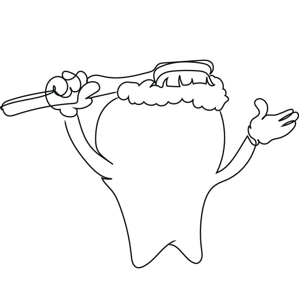 Teeth Cleaning Line Art, Dental Outline Drawing, Dentist Hand Drawn, Toothpaste Illustration, Vector Design, Toothbrush