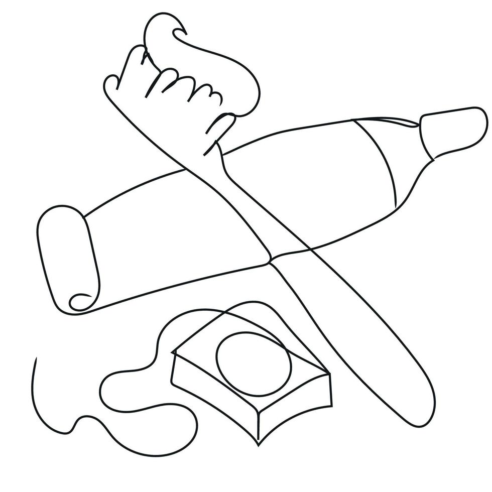 Teeth Cleaning Line Art, Dental Outline Drawing, Dentist Hand Drawn, Toothpaste Illustration, Vector Design, Toothbrush