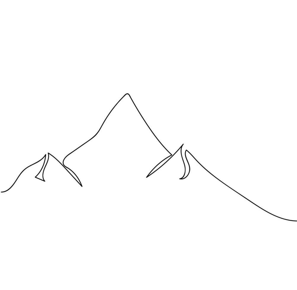 minimalista montaña línea arte, paisaje contorno dibujo, sencillo paisaje bosquejo, Dom ilustración, naturaleza obra de arte, vector diseño, mano dibujado