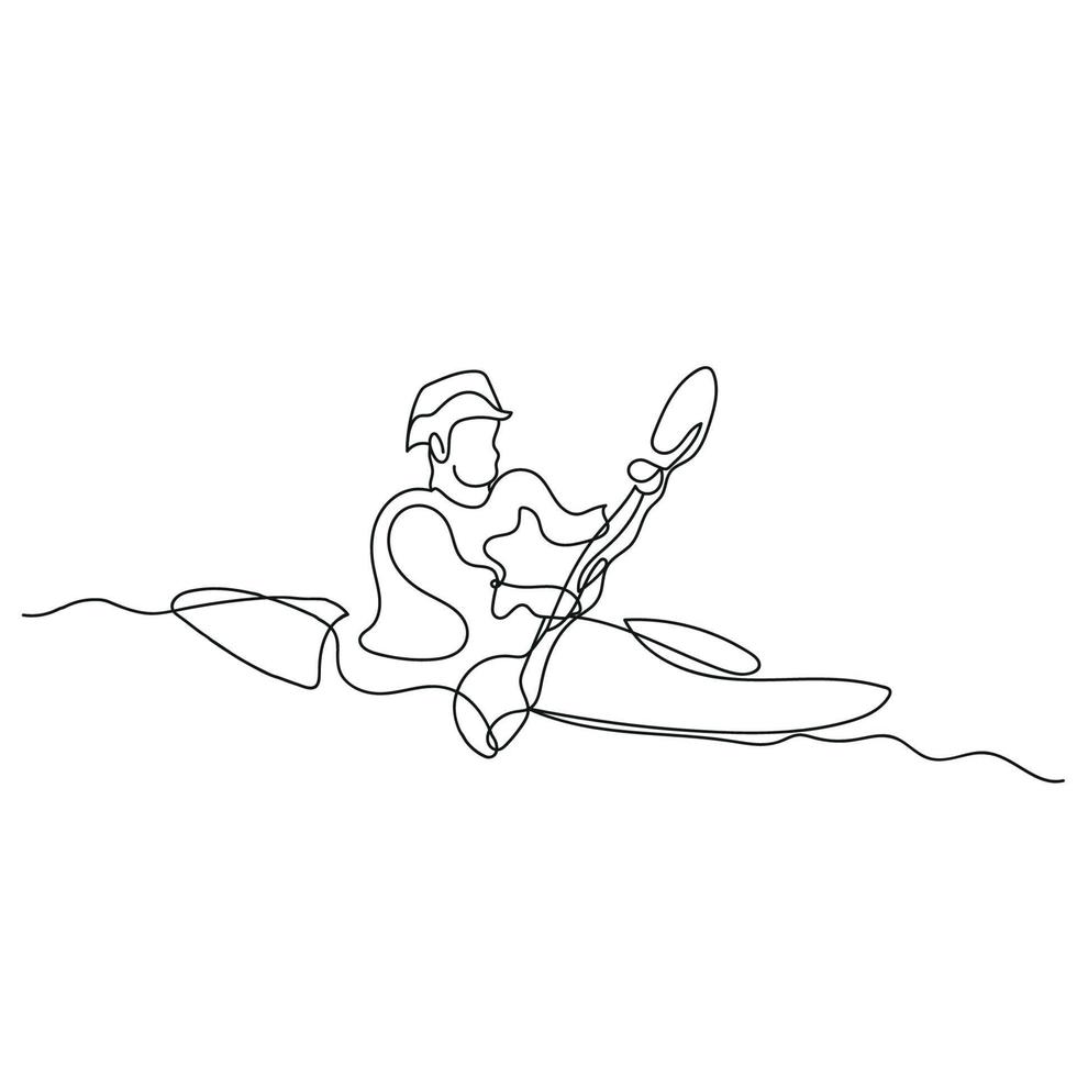 kayac línea arte, canoa contorno dibujo, sencillo contorno dibujo, vector ilustración, gráfico diseño, canotaje, bote, deporte, hombres kayak