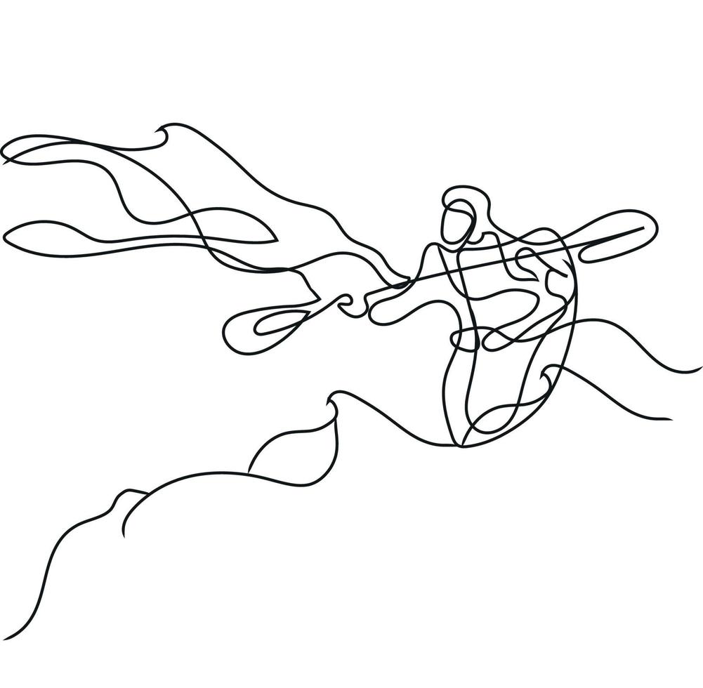 Minimalist Rowing Line Art, Kayak Outline Drawing, Canoe Rafting Illustration, Vector Boat, Sport