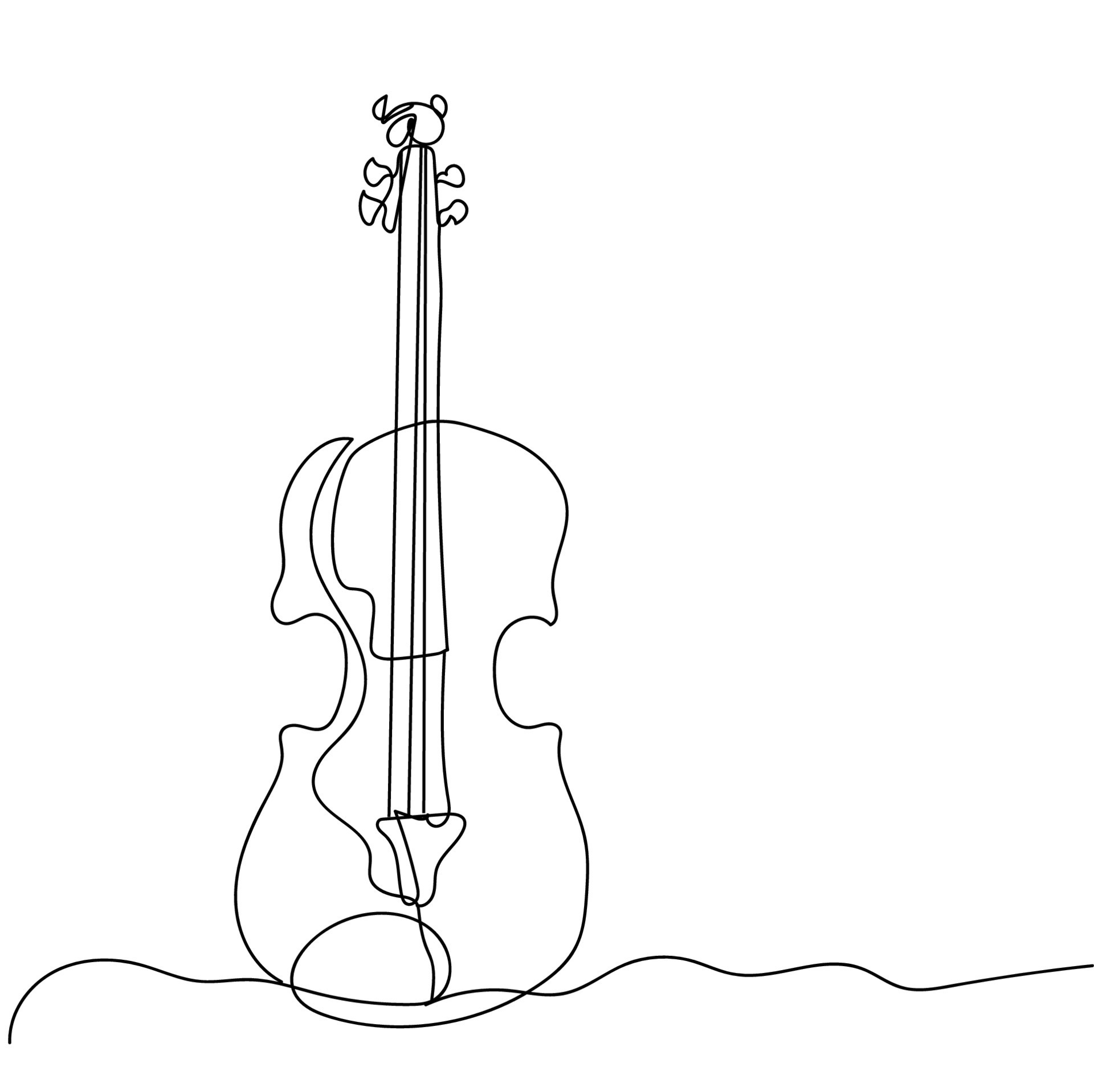 Outline icon music - violin and bow Royalty Free Vector