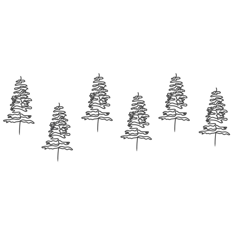 Minimalist Forest Line Art, Landscape Outline Drawing, Sport Illustration, Vector Design, Nature, Pine Tree, Woods