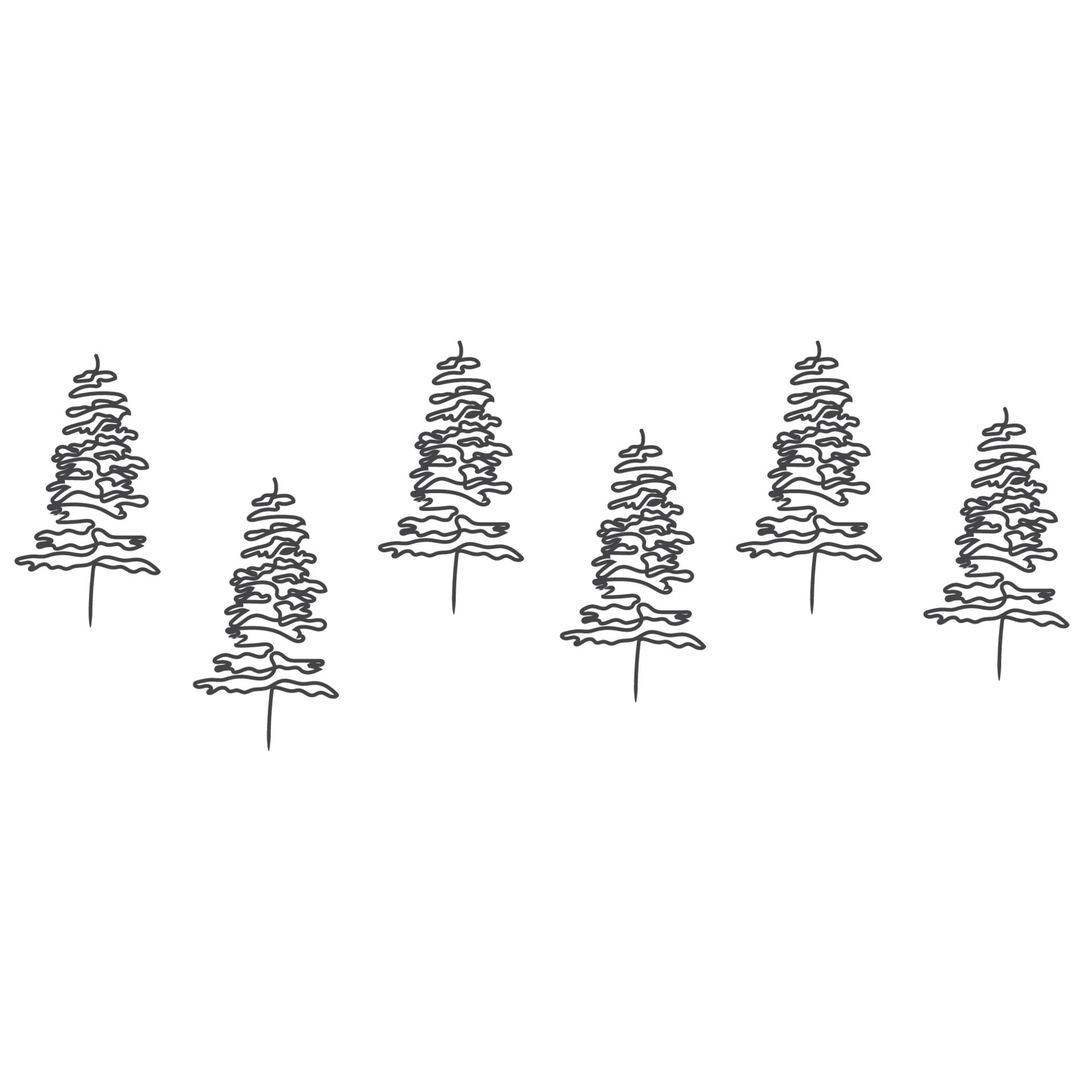 Minimalist Forest Line Art, Landscape Outline Drawing, Sport