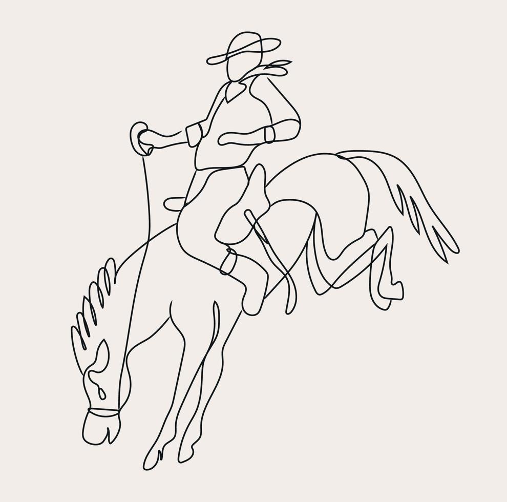 Minimalist Western Line art, Cowboy, Bull Steer, Sketch, Wild West Drawing, Simple Country, Texas vector