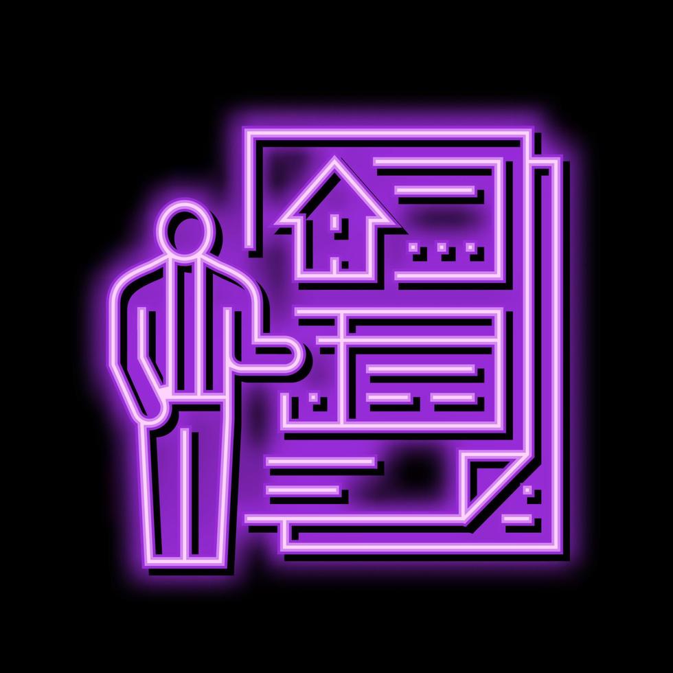 subcontractor bids interior design neon glow icon illustration vector