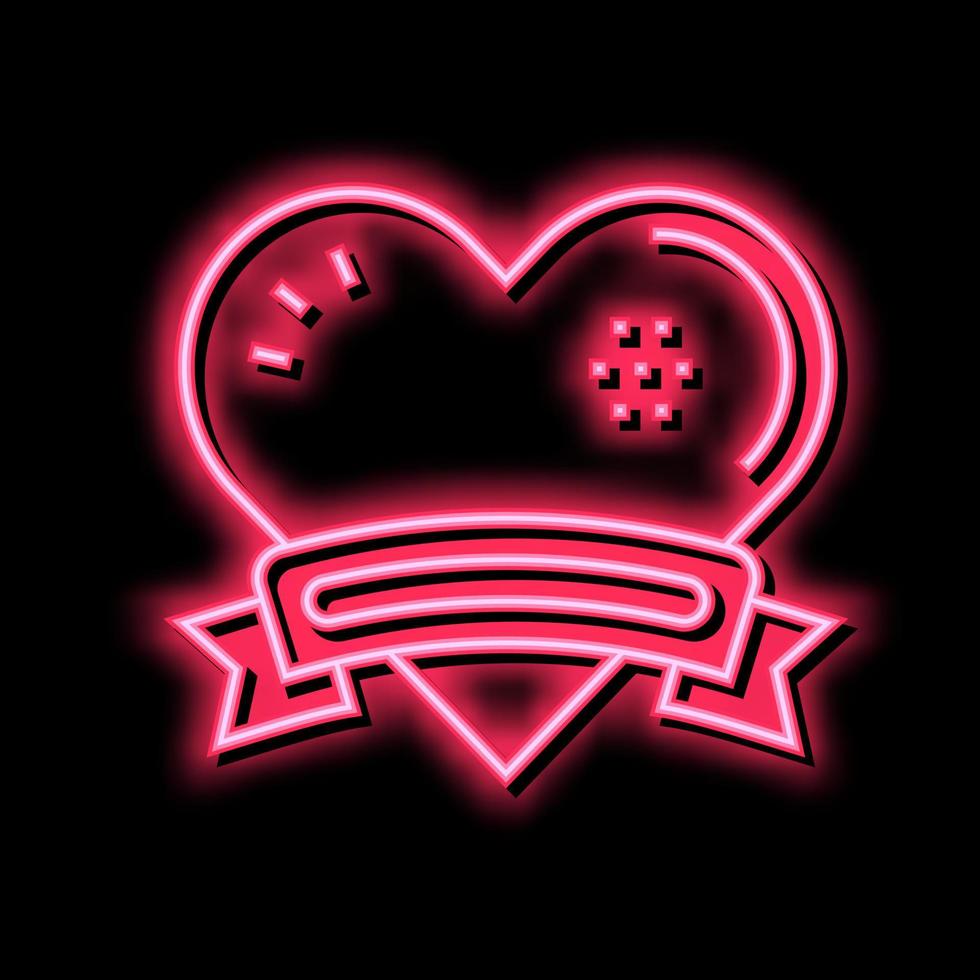 heart with ribbon logo neon glow icon illustration vector