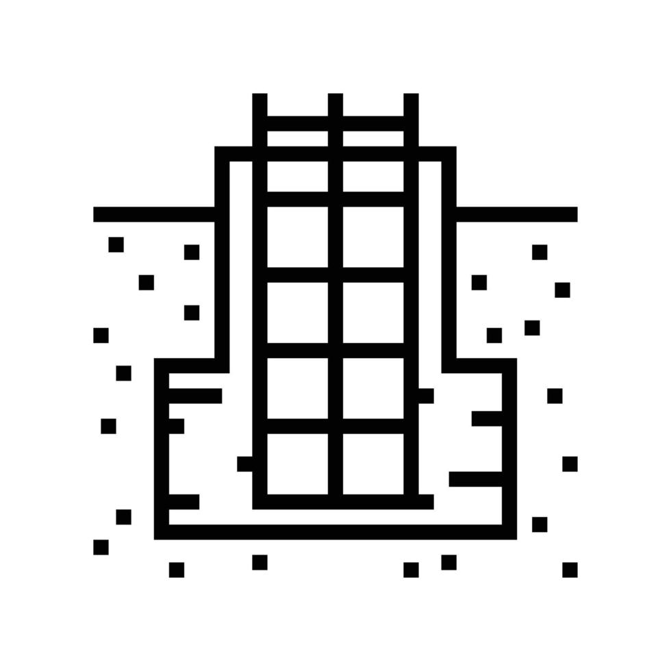 Fundación edificio estructura línea icono vector ilustración