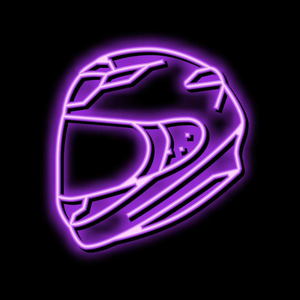 full face motorcycle helmet neon glow icon illustration vector