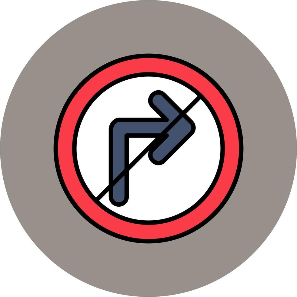 No Right Turn Vector Icon