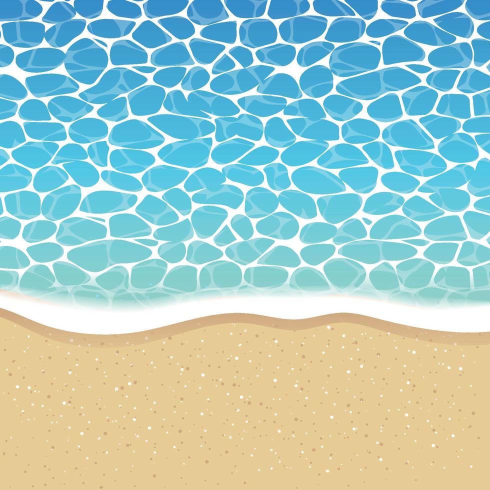 Beautiful summer blue water surface ripple  and seaside beach on sunny day vector illustration