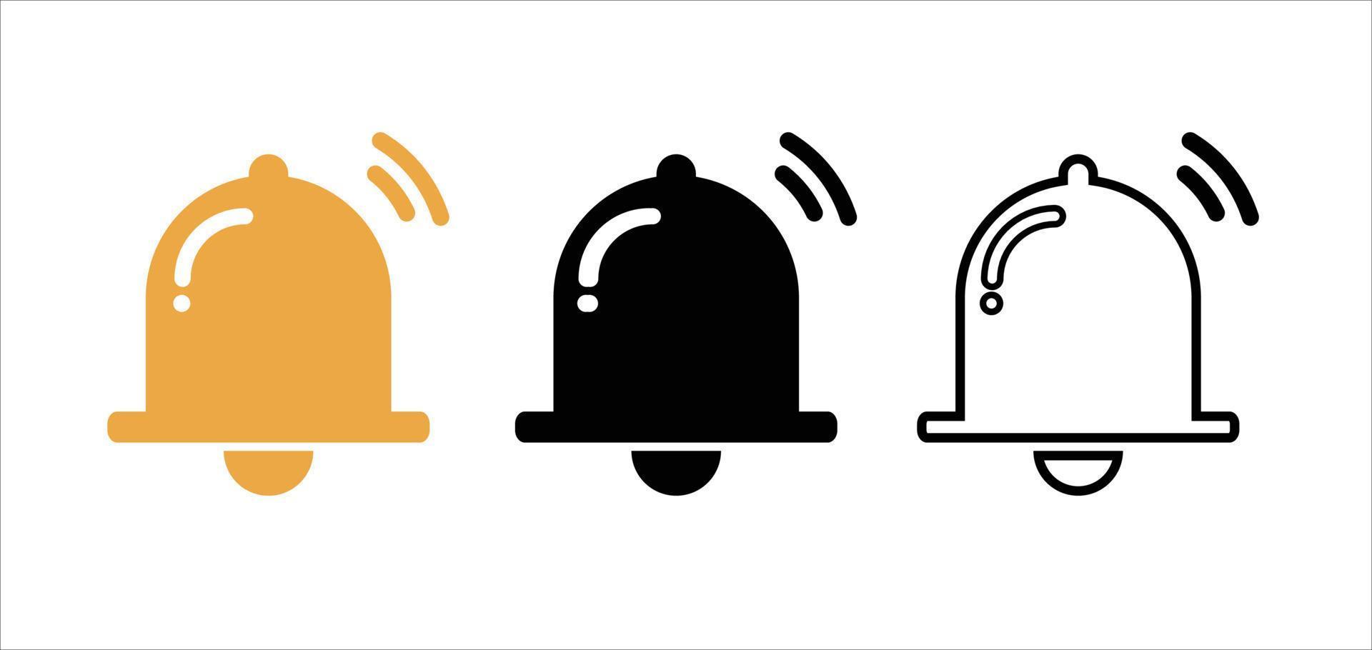 Notification bell icon . Ringing bell and notification sign for alarm clock and smartphone application alert or new message. For web site design, logo, app, UI vector