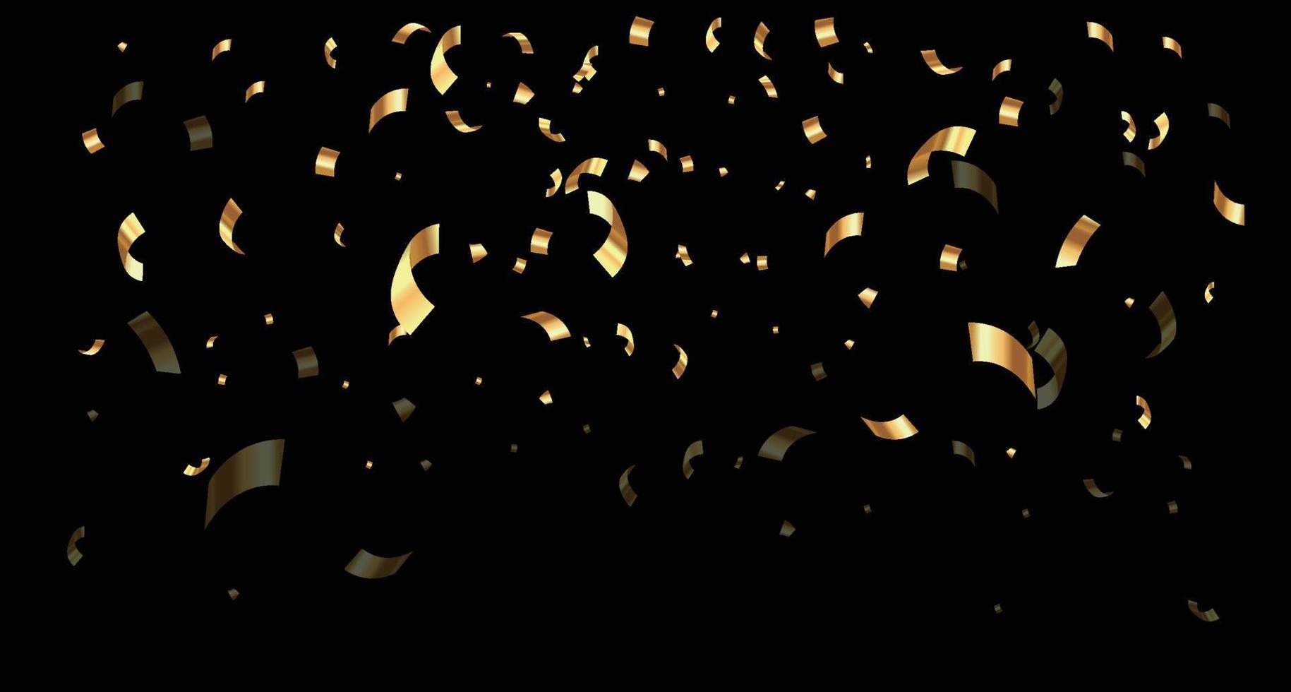 Golden confetti falling from the sky.3d metal confetti and ribbons,luxury background vector