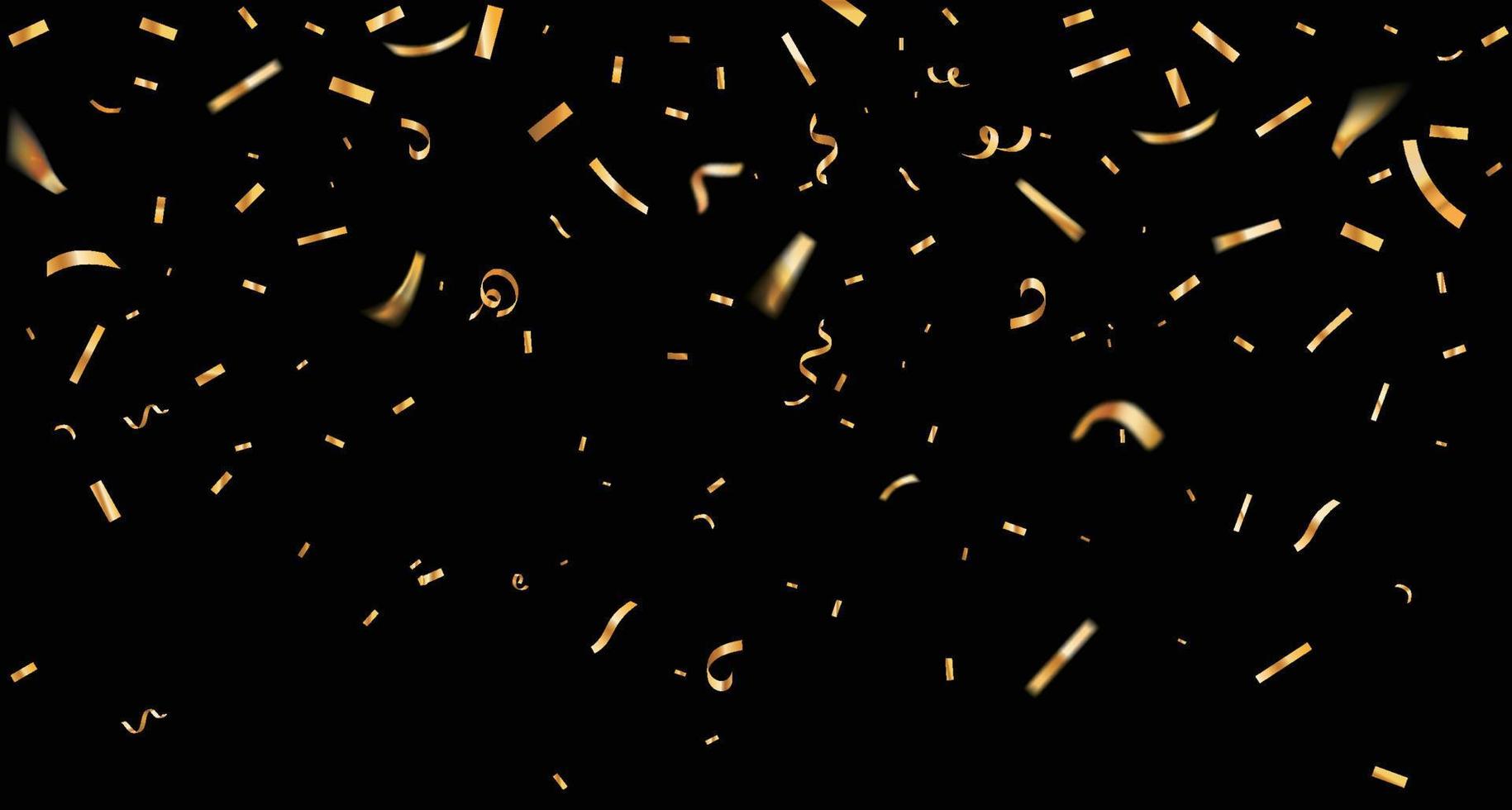 Golden confetti falling from the sky.3d metal confetti and ribbons,luxury background vector