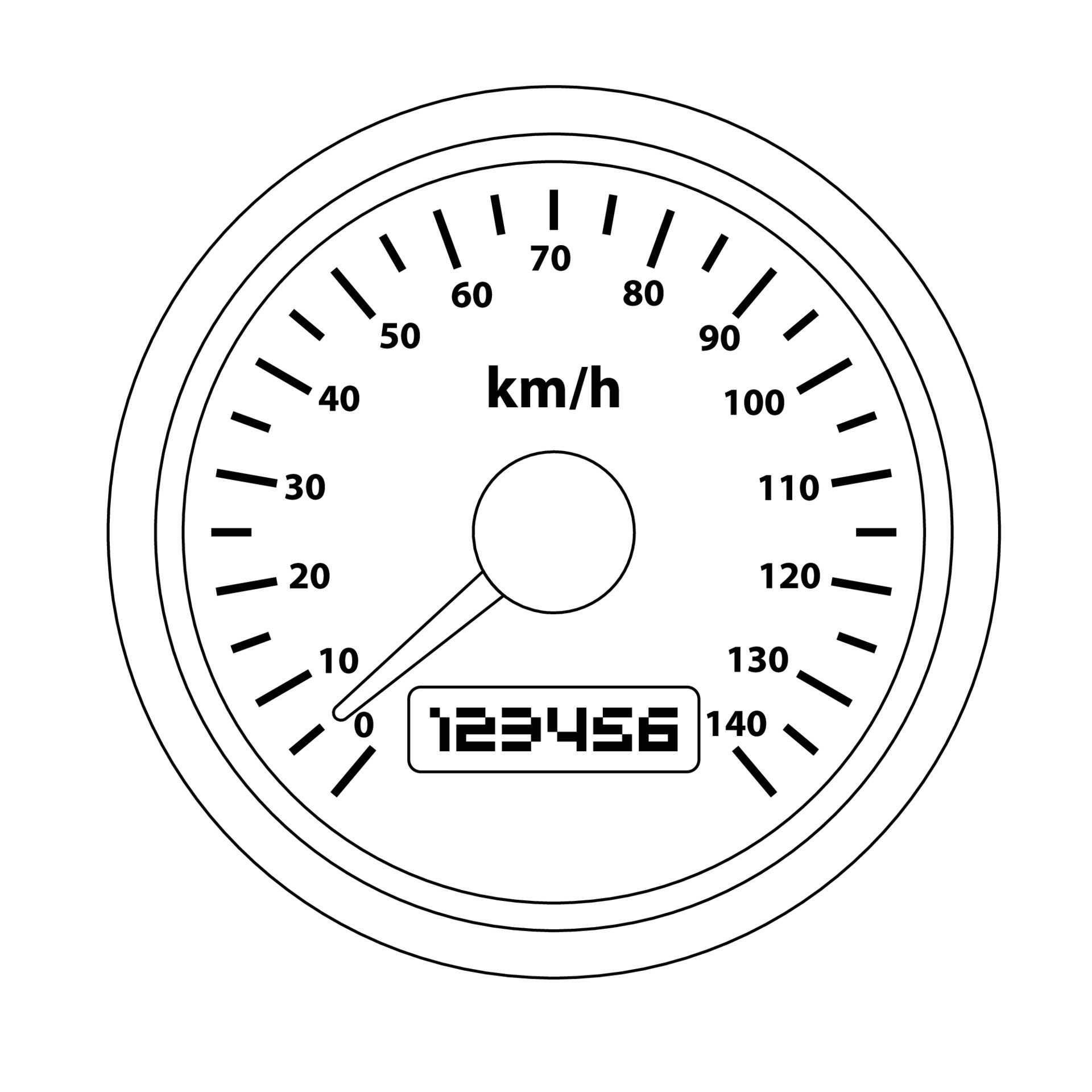 Speedometer Outline Icon Illustration on Isolated White Background