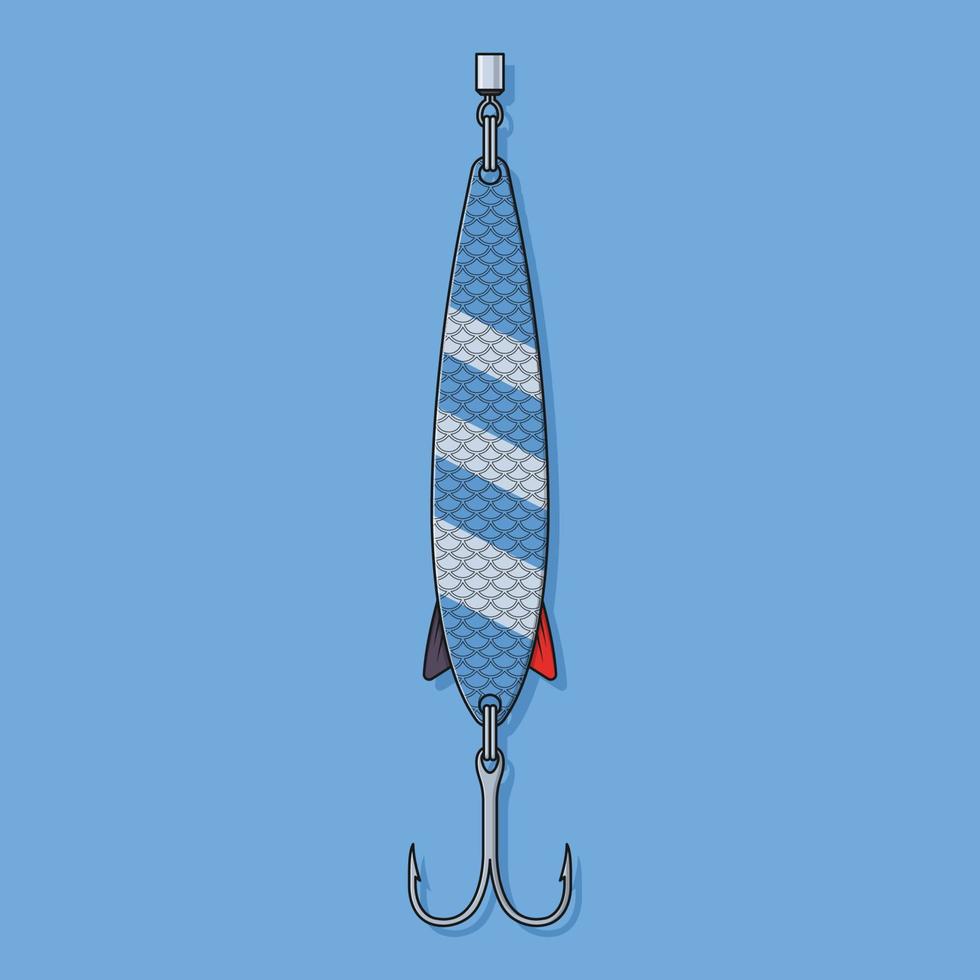 Fishing Lure Vector Icon Illustration with Outline for Design Element, Clip Art, Web, Landing page, Sticker, Banner. Flat Cartoon Style