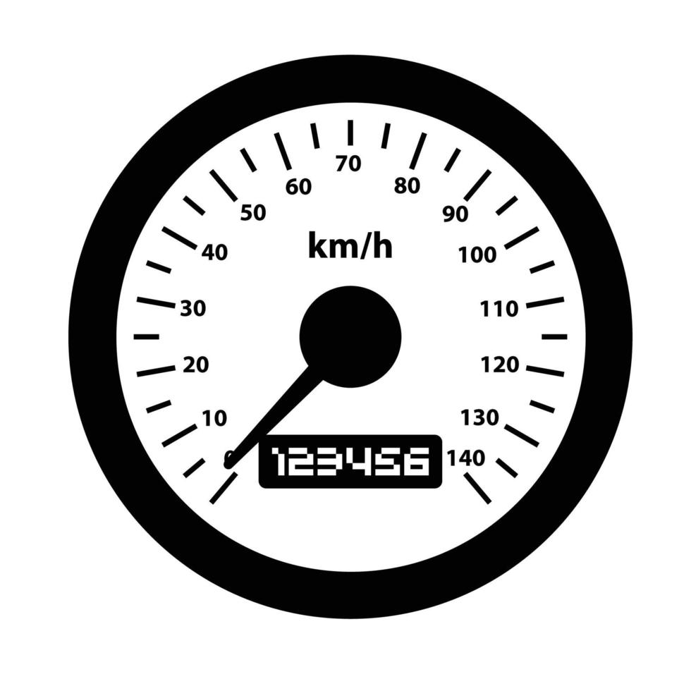 Speedometer Silhouette. Black and White Icon Design Element on Isolated White Background vector