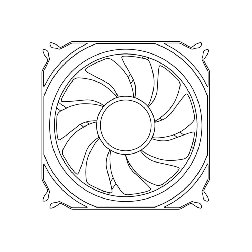 PC Casing Fan Outline Icon Illustration on Isolated White Background vector