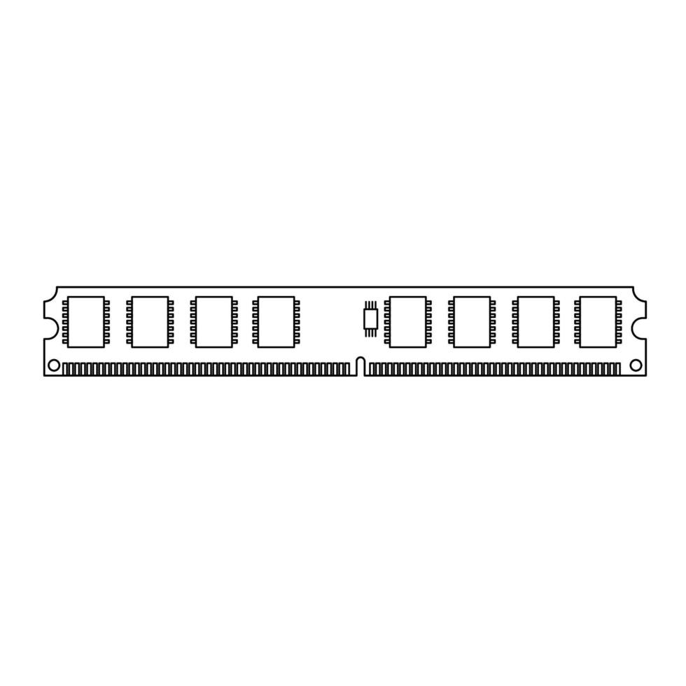 Laptop RAM Memory Outline Icon Illustration on Isolated White Background vector