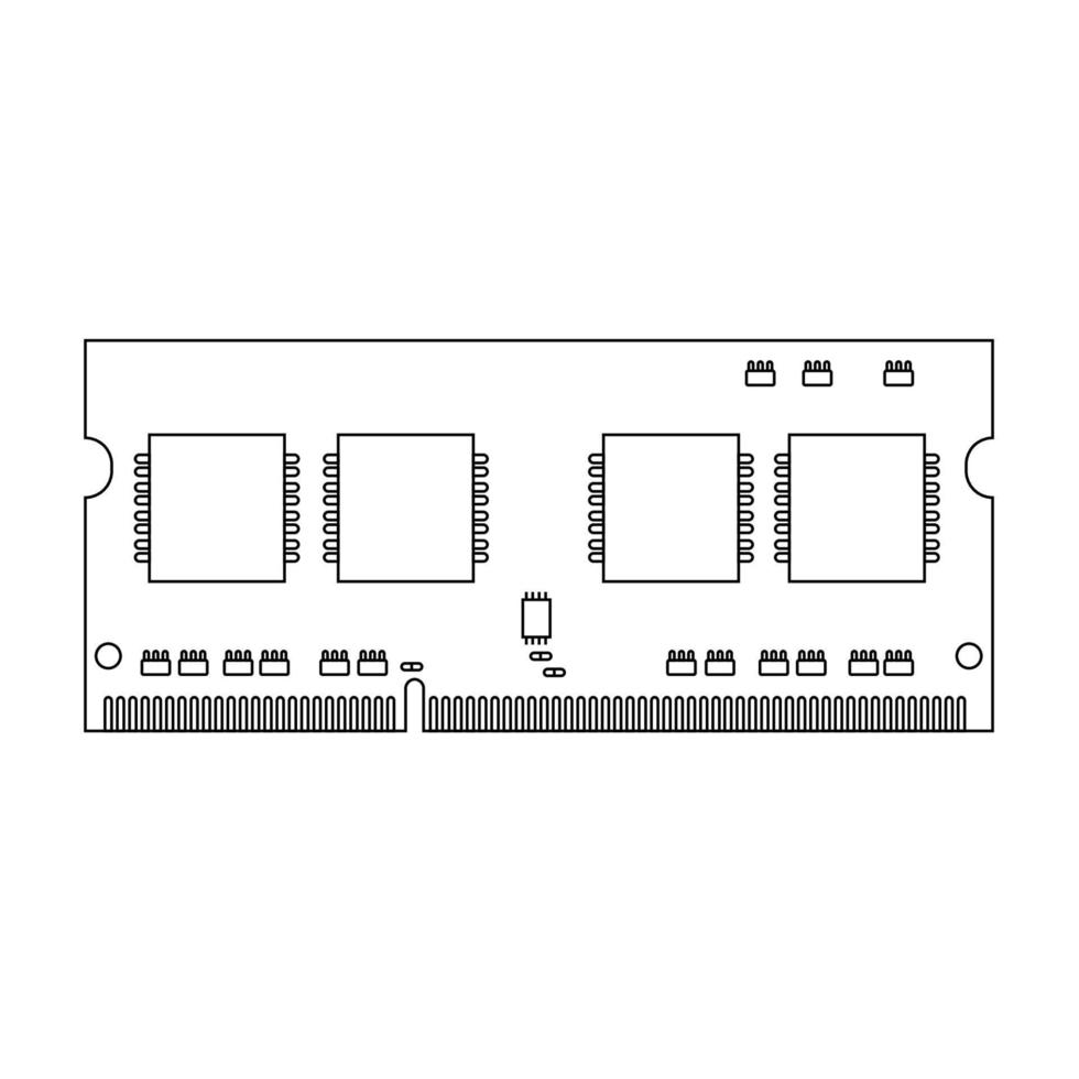 ordenador portátil RAM memoria contorno icono ilustración en aislado blanco antecedentes vector