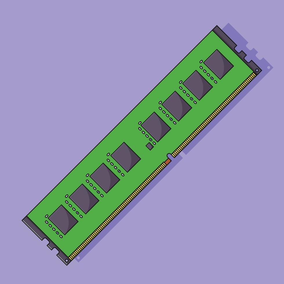 RAM Memory Vector Icon Illustration with Outline for Design Element
