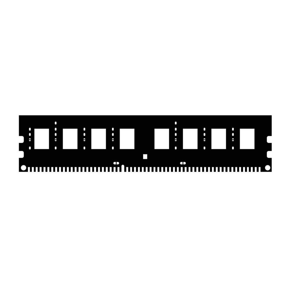 RAM memoria silueta. negro y blanco icono diseño elemento en aislado blanco antecedentes vector