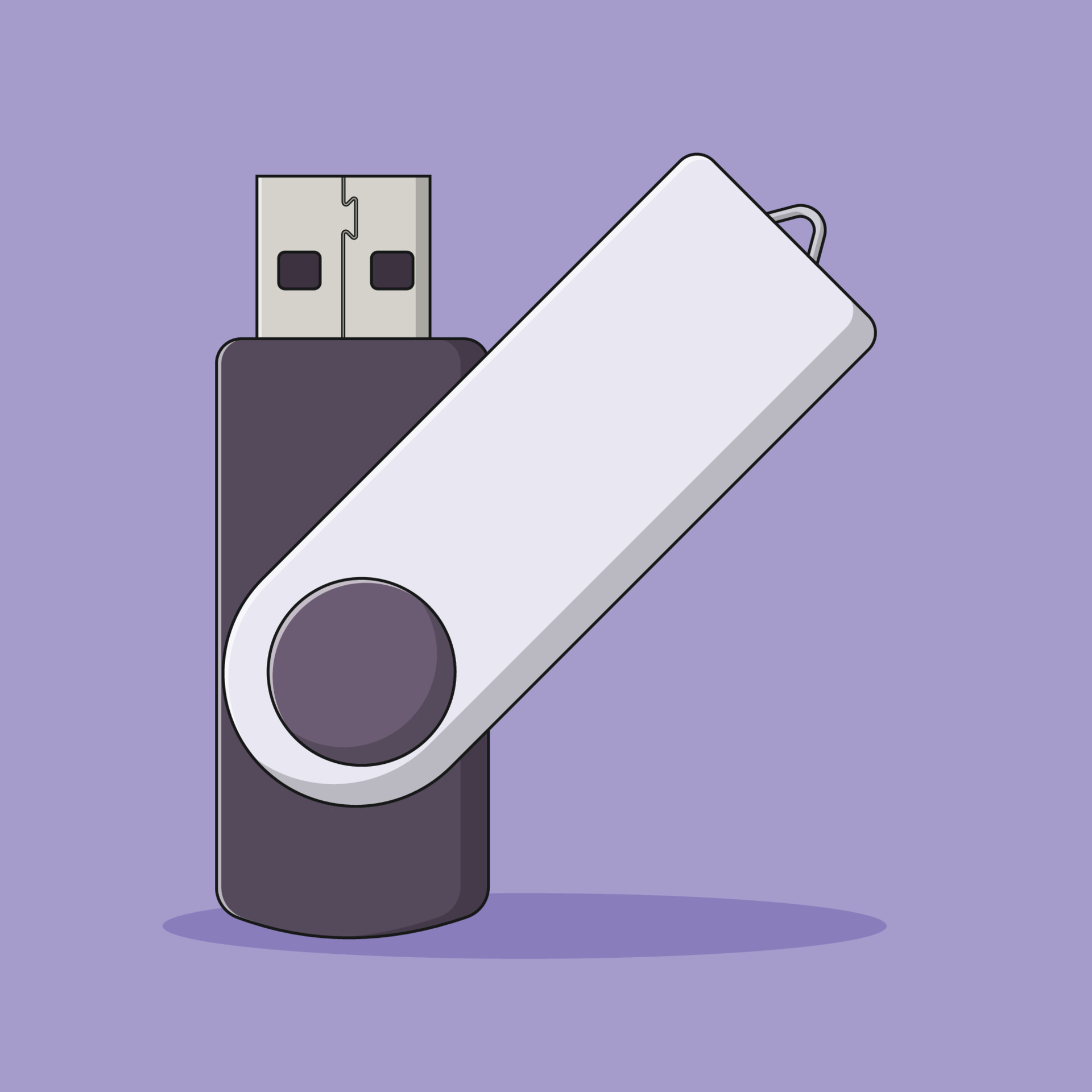 USB Flash Drive Vector Icon Illustration. Removable Media Vector. Flat
