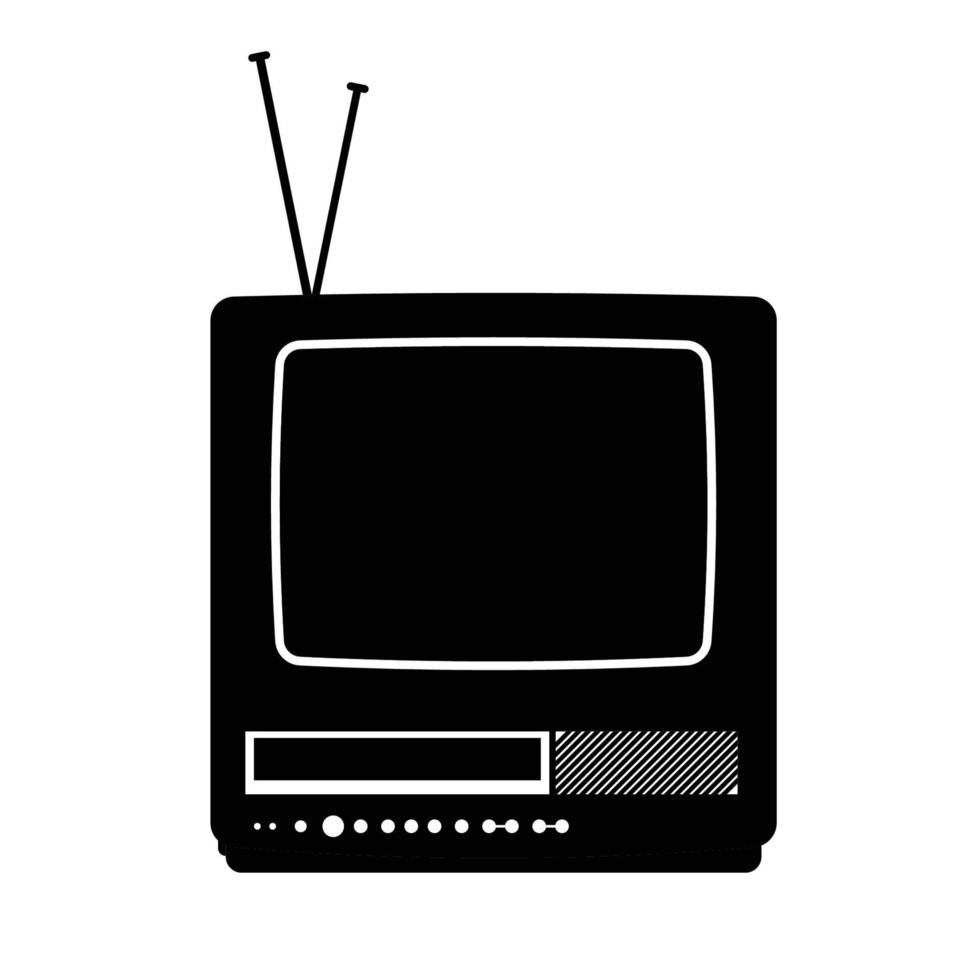 silueta de televisión retro. elemento de diseño de icono en blanco y negro sobre fondo blanco aislado vector