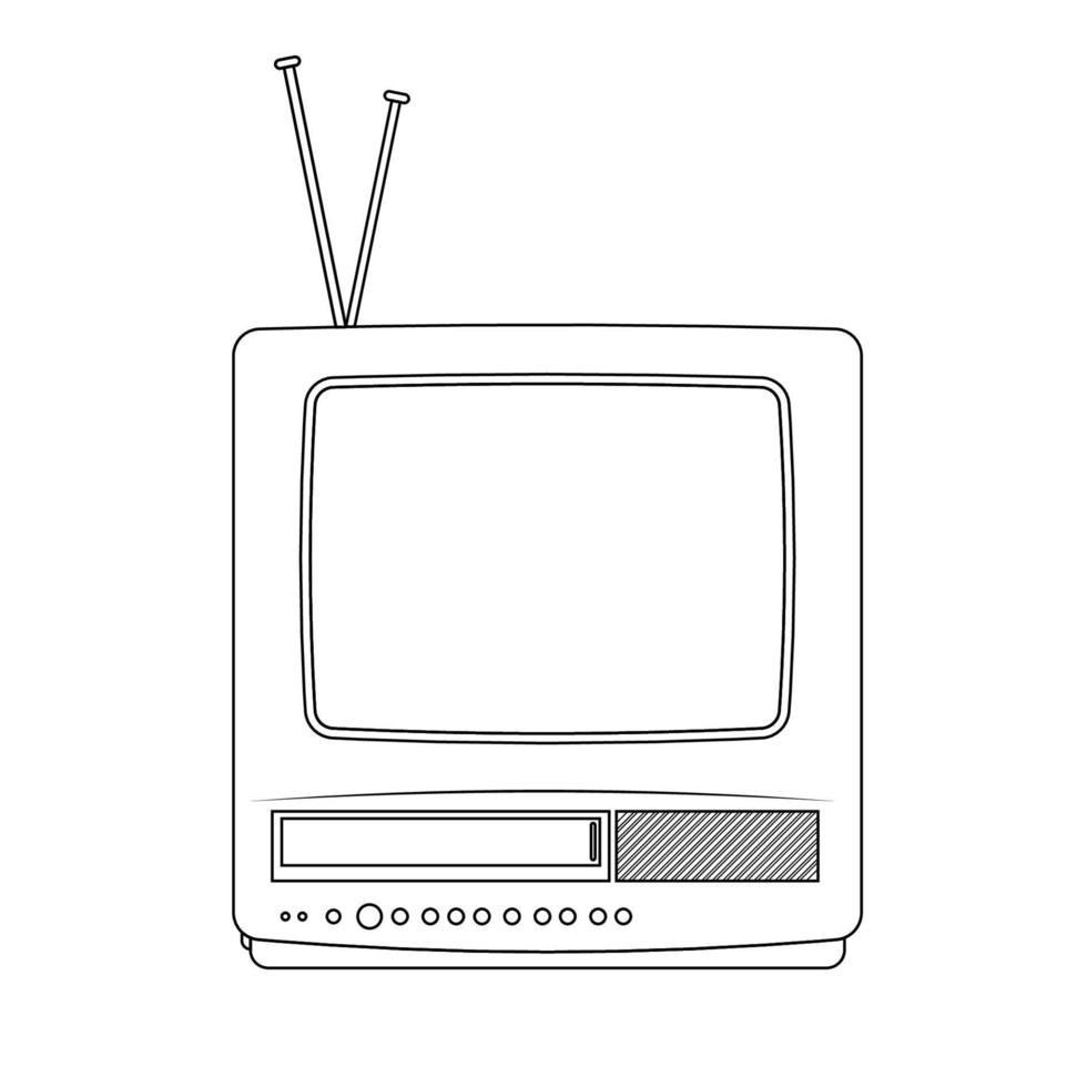 Retro TV Outline Icon Illustration on Isolated White Background vector