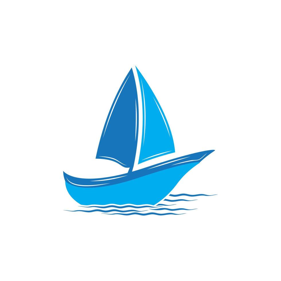 velero en ola oceánica con diseño de logotipo vector