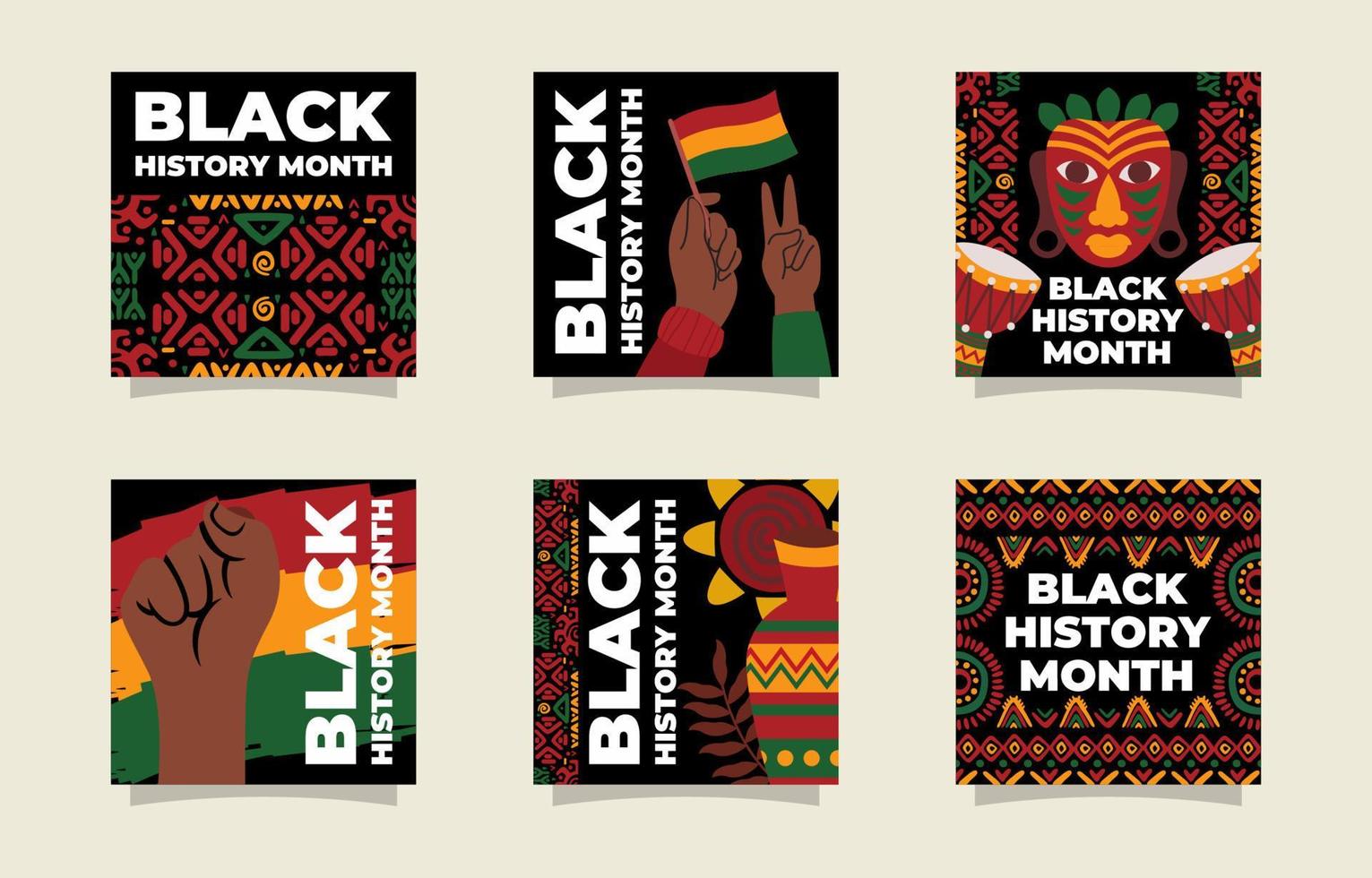 Black History Month Social Media Template Collection vector