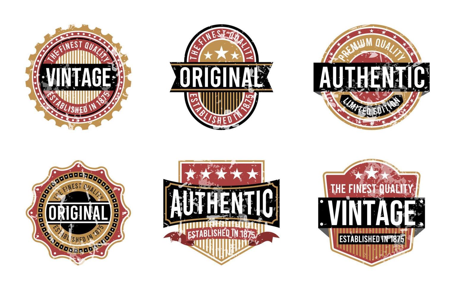 Vintage Authentic Badge Collection vector