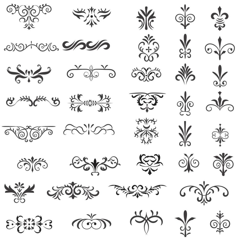 ornamental regla líneas en diferente diseño, decorativo divisores, remolino elementos, vector gráfico elementos para diseño vector elementos
