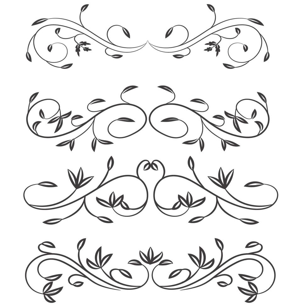 Ornamental Rule Lines in Different Design, Decorative dividers, Swirl elements, Vector graphic elements for design vector elements