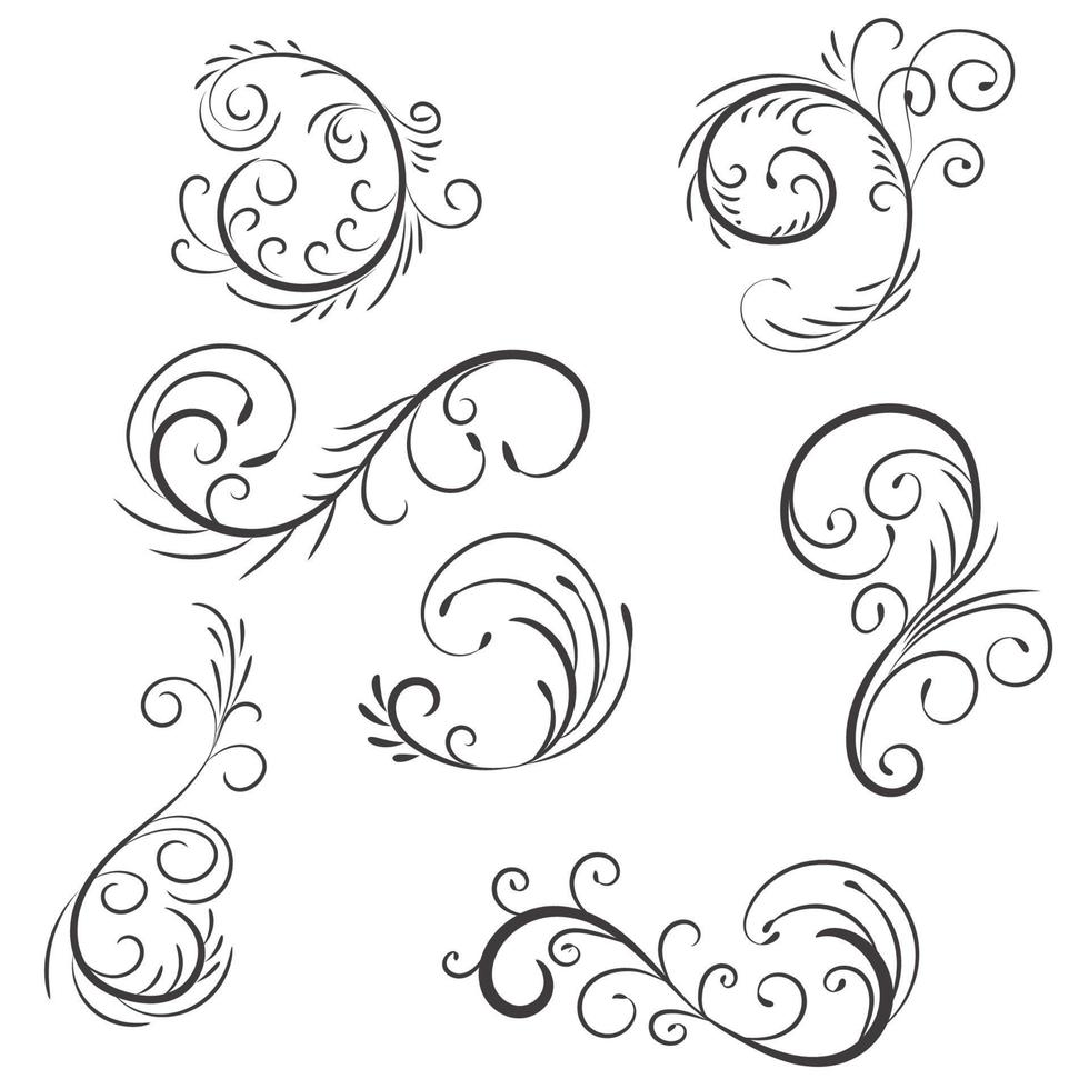 ornamental regla líneas en diferente diseño, decorativo divisores, remolino elementos, vector gráfico elementos para diseño vector elementos