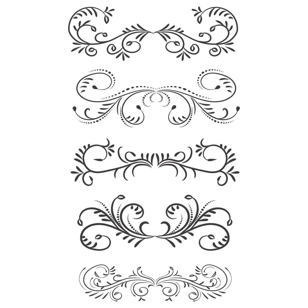 Ornamental Rule Lines in Different Design, Decorative dividers, Swirl elements, Vector graphic elements for design vector elements