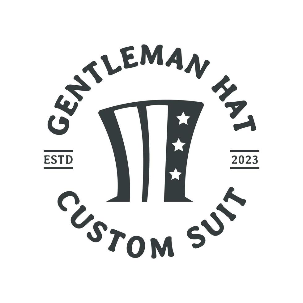 Vintage inspiration American Man's hat with Victorian top hat Silhouette illustration vector