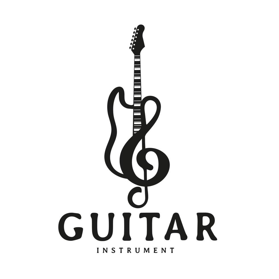 Instrumental guitar modern logo design inspiration and can be used for musical instrument shop vector