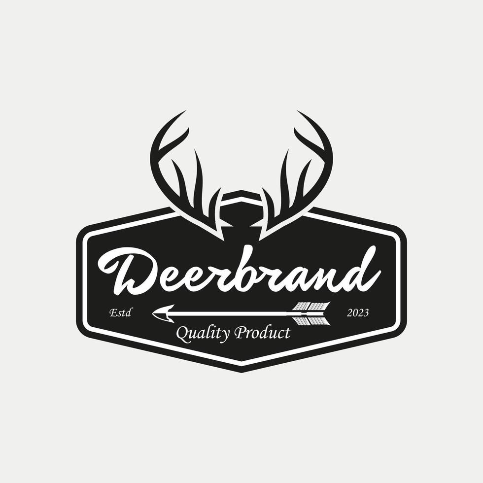 Clothing Vintage Logo, Deer Antler Brand Clothing Icon Design Vector Template