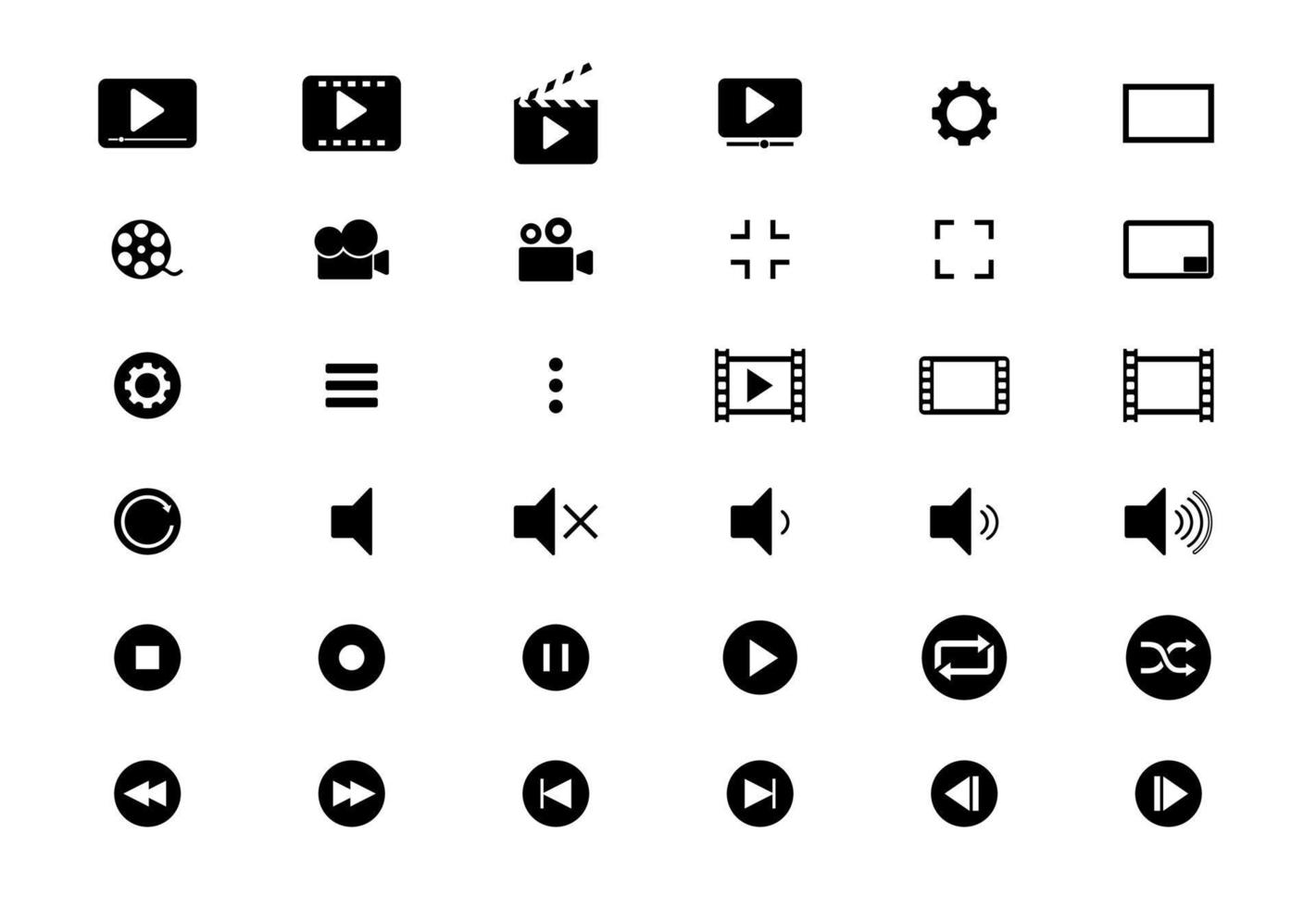 medios de comunicación jugador íconos recopilación, botones multimedia interfaz, cine icono. vector
