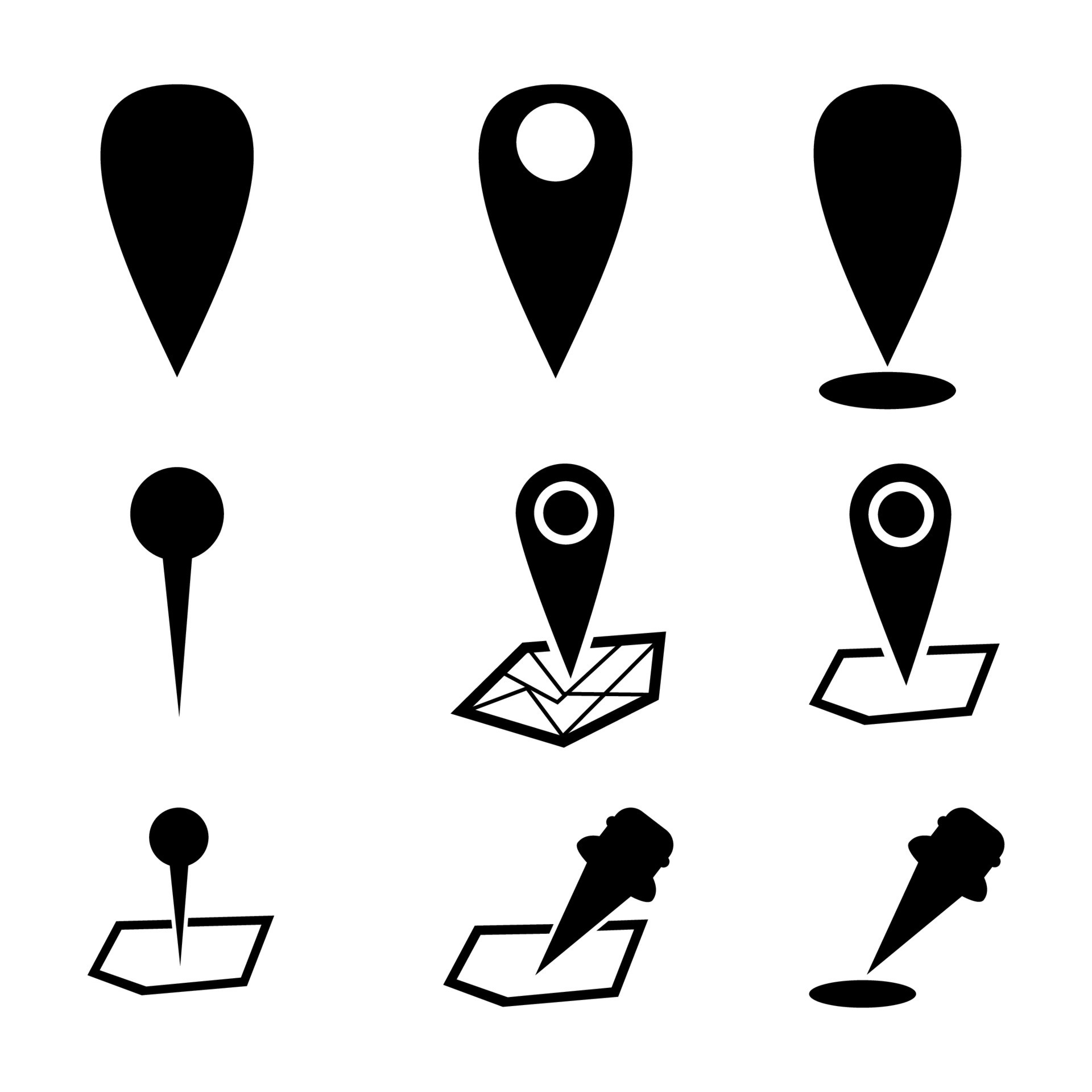 set of outline pin point icon. map location symbol isolated on white ...