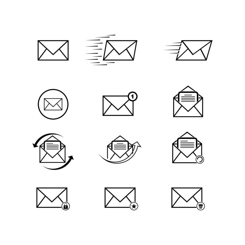 Set of Outline mail icon. Line mail symbol for website design, mobile application, and other. Vector illustration