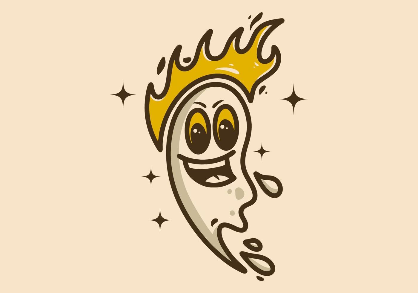 Flying funny ghost character with smiling face vector