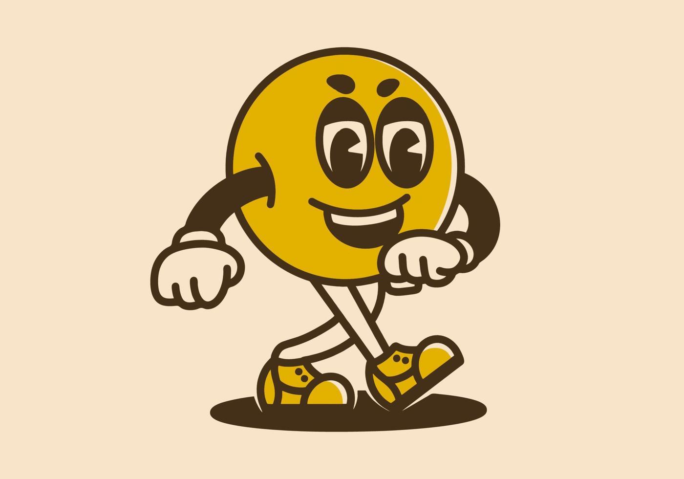 walking ball head character with happy face vector